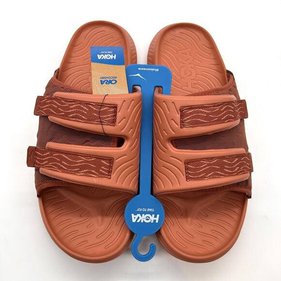 New HOKA ORA Luxe Sandals Men Sz 14 Sun Baked Baked Clay Recovery Slide 1134150
